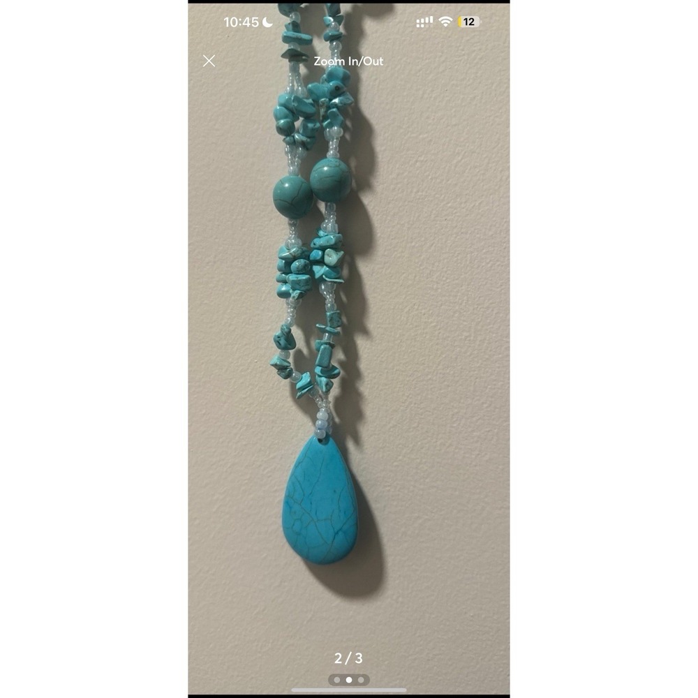 Beautiful Fantasy Turquoise Long Necklace No Clasp Handmade